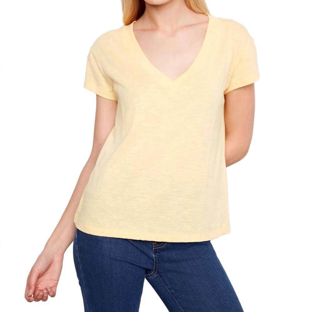 NEW CHARLIE B organic cotton drop shoulder v-neck t-shirt in sunshine